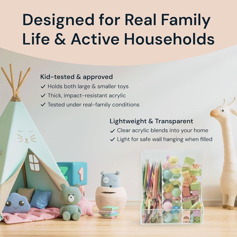 SimplyImagine Hanging Acrylic Toy Dispensers (Single Divided) - Playroom Storage Acrylic Bin - Wall Toy Storage - Wall Bin for Playroom Organization And Storage - Image 4